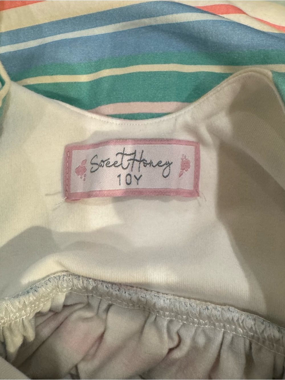 SweetHoney Girls Pastel Multi-Stripe Sleeveless Cotton Dress Size 10 - Picture 6 of 9